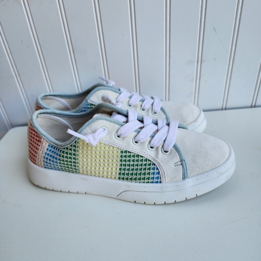 Jellypop Sneakers Shoes Lace-up Women's 7M Comfort Fit White Green Red Yellow